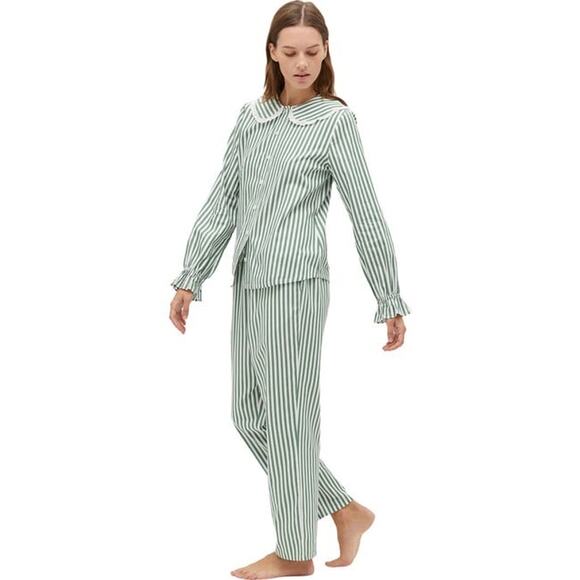 Hill House Cypress Pajama Set Green Stripe - Picture 3 of 8